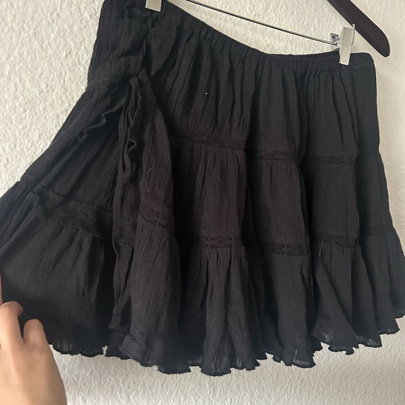 ASOS Black Mini Cotton Skirt Sz 12 Whimsigoth Fairy Grudge Soft Goth - Picture 2 of 14